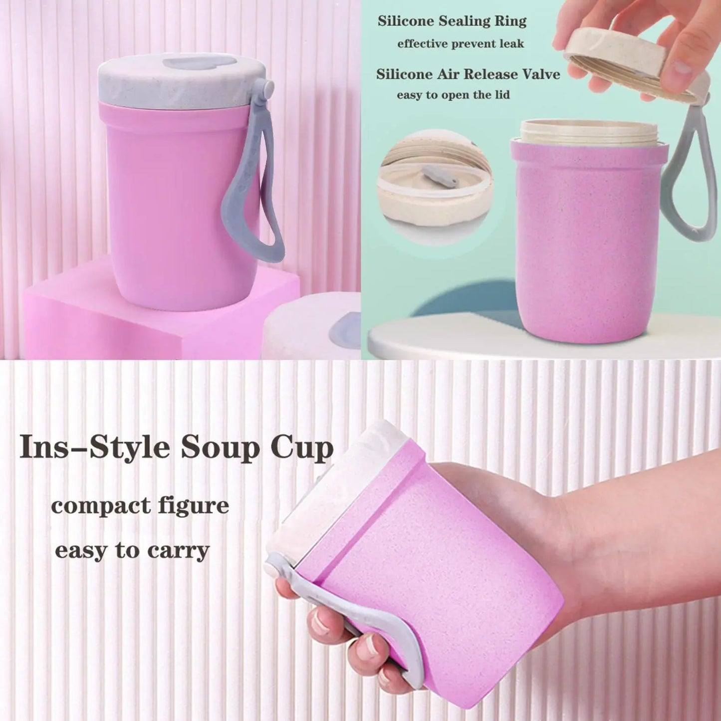 2 Layer Lunch Box Set, 1 Set Including 1 Count Lunch Case, Spoon, Soup Cup & Insulated Bag, Portable Bento Box for School Office Outdoor Picnic, Meal Prep Containers, Insulated Lunch Compartment