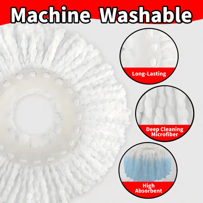 Mop Bucket Set with 360° Spin Mop and Bucket System 3 Microfiber Heads 61In Adjustable Handle Easy Home Floor Cleaning