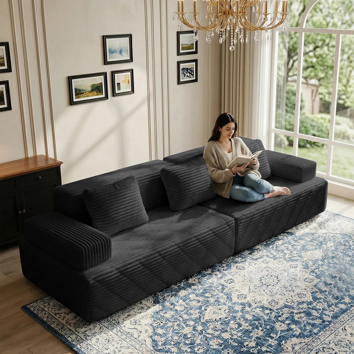 【Father'S Day】 Modular Sectional Boneless Sofa,Oversized Chaise Lounge with Deep Seats, Modular Cloud Sleeper Sofa, No Assembly Required, Free Combination, Modern Sectional Couch.Boneless Sectional Couch. Living Room Furniture Ou