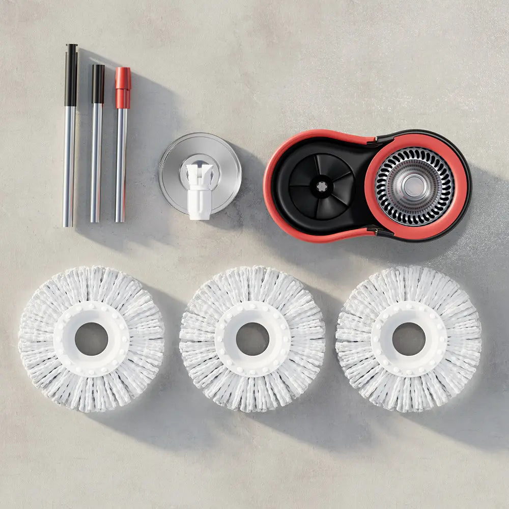 Mop Bucket Set with 360° Spin Mop and Bucket System 3 Microfiber Heads 61In Adjustable Handle Easy Home Floor Cleaning