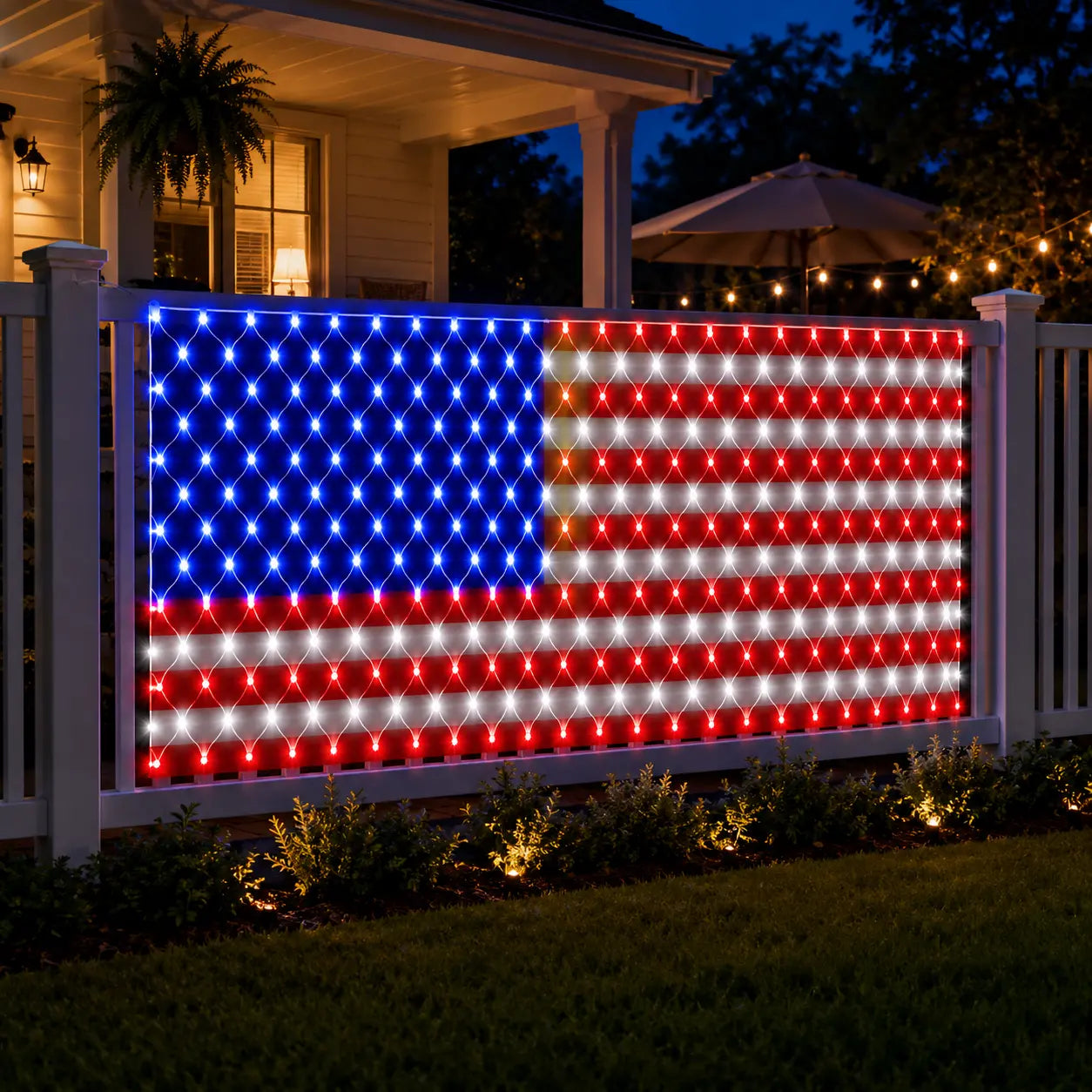 Solar American Flag Lights Outdoor American Flag Net Lights 6.5Ft X 3.28Ft Super Bright,Memorial Day Decorations of the United States for Independence/National/Memorial Day,July 4Th Waterproof Solar Lights Outdoor