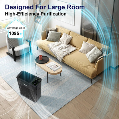 Tolife TZ-K2 Air Purifier for Large Rooms (Up to 1095 Ft²). PM 2.5 Display, Auto Mode, Timer, HEPA Filter—Removes Smoke, Pollen, and Pet Dander!