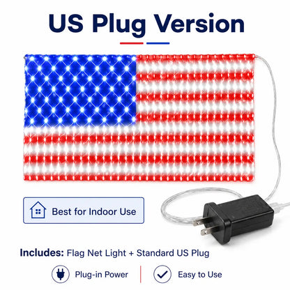 Solar American Flag Lights Outdoor American Flag Net Lights 6.5Ft X 3.28Ft Super Bright,Memorial Day Decorations of the United States for Independence/National/Memorial Day,July 4Th Waterproof Solar Lights Outdoor
