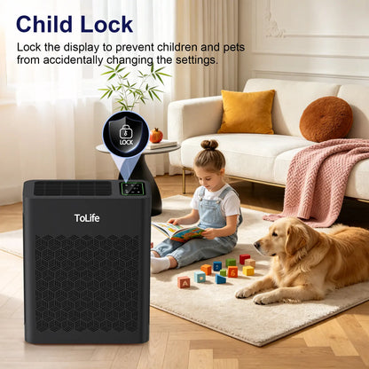 Tolife TZ-K2 Air Purifier for Large Rooms (Up to 1095 Ft²). PM 2.5 Display, Auto Mode, Timer, HEPA Filter—Removes Smoke, Pollen, and Pet Dander!