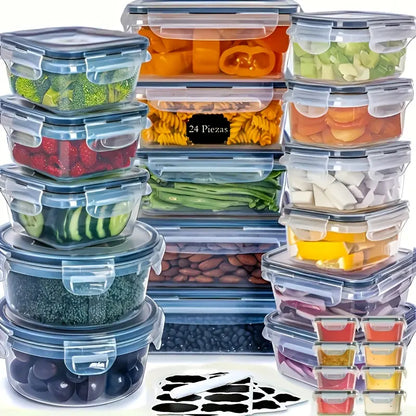 24Pcs Airtight Food Storage Containers with Lids - Bpa-Free Plastic Kitchen Storage Containers, Suitable for Food Storage, Reusable, Stackable Design, Microwave-Safe Material, Dishwasher-Safe Containers