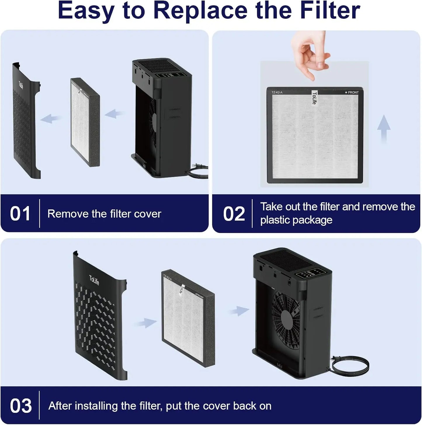 Tolife TZ-K2 Air Purifier for Large Rooms (Up to 1095 Ft²). PM 2.5 Display, Auto Mode, Timer, HEPA Filter—Removes Smoke, Pollen, and Pet Dander!