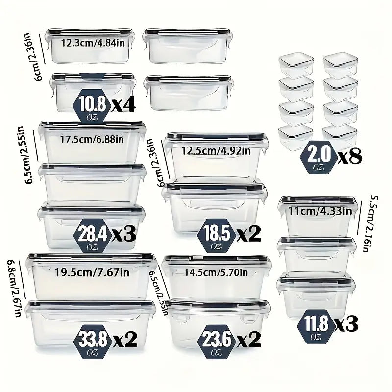 24Pcs Airtight Food Storage Containers with Lids - Bpa-Free Plastic Kitchen Storage Containers, Suitable for Food Storage, Reusable, Stackable Design, Microwave-Safe Material, Dishwasher-Safe Containers